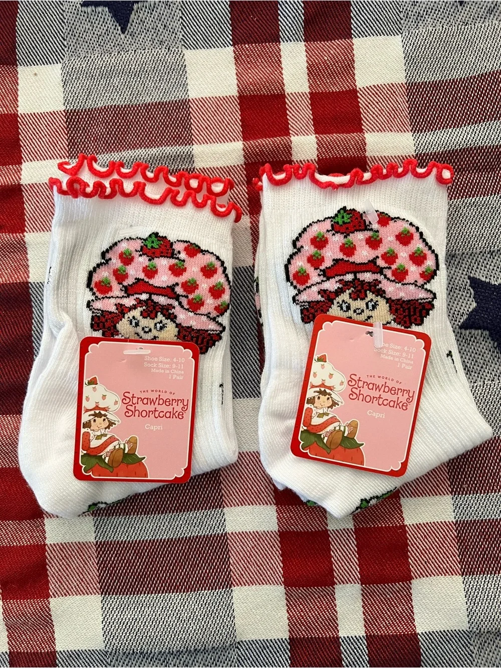 Strawberry Shortcake Girls' White Capri Socks - 2 Pair Pack